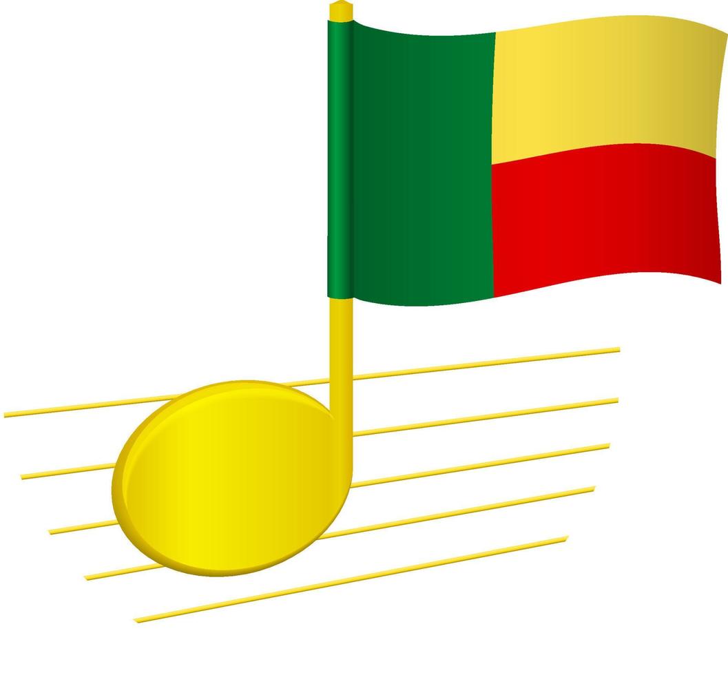 benin bandera y nota musical vector