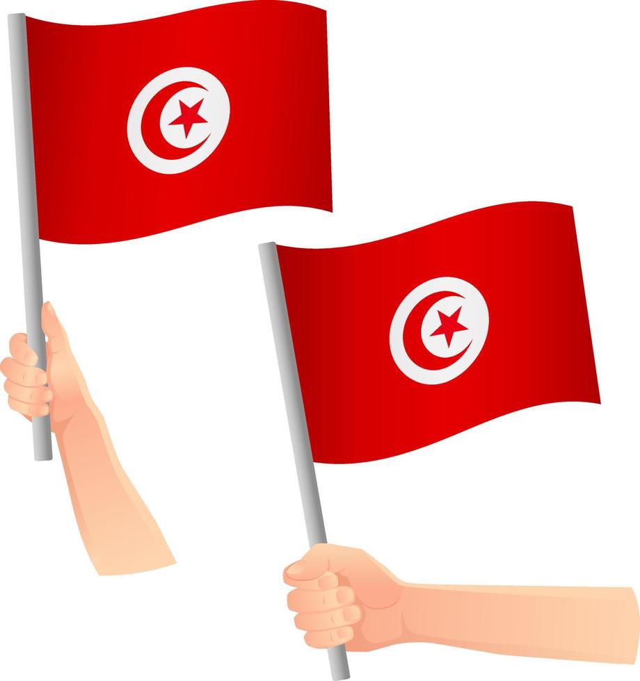 Tunisia flag in hand icon vector