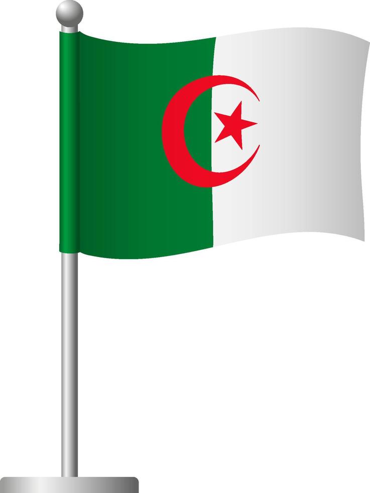 algeria flag on pole icon vector