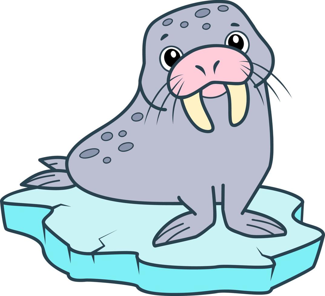 Cute walrus cartoon vector