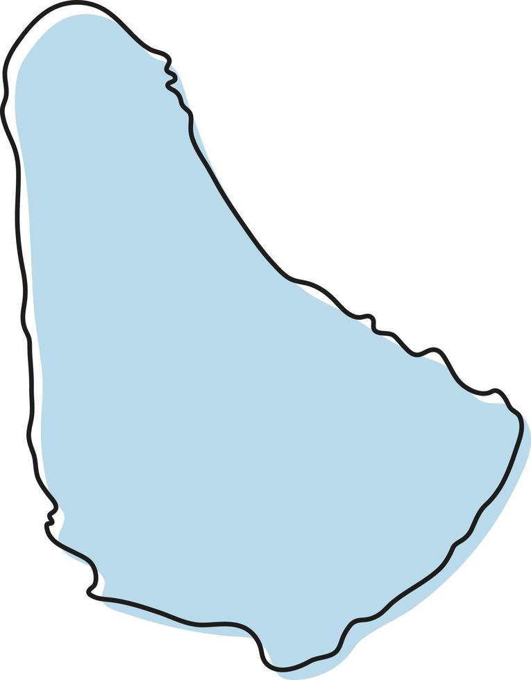 mapa de contorno simple estilizado del icono de barbados. Croquis azul mapa de barbados ilustración vectorial vector