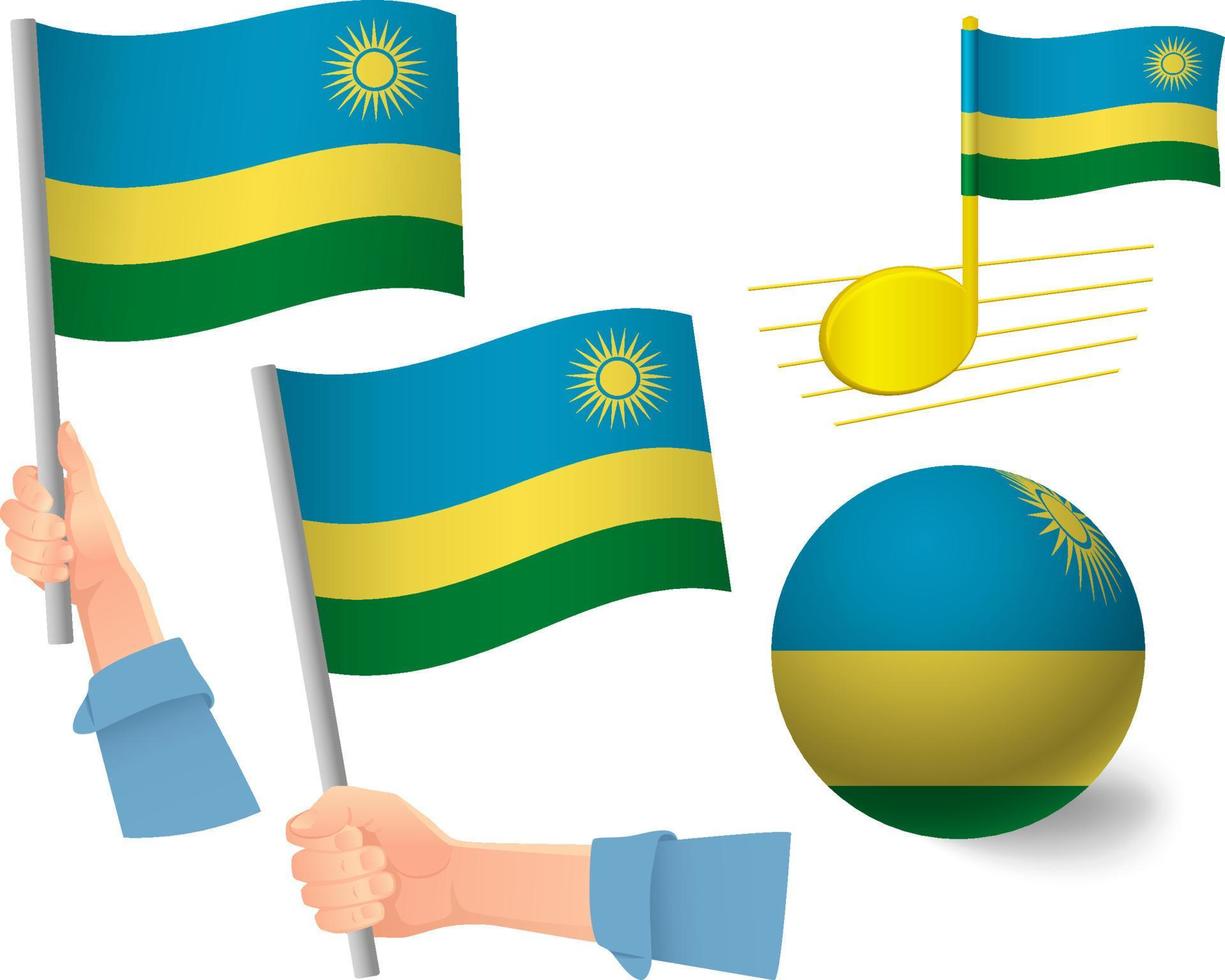 Rwanda flag icon set vector