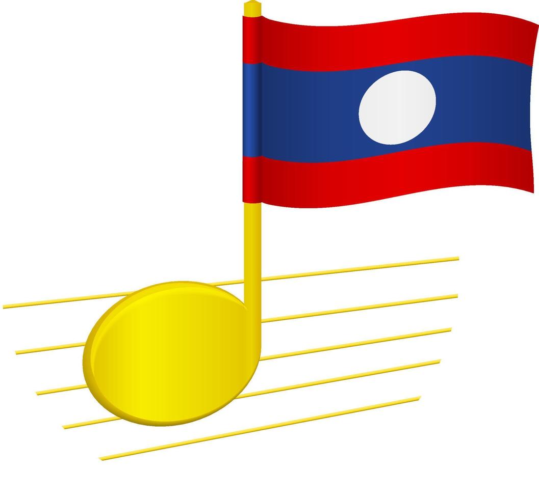 Laos flag and musical note vector