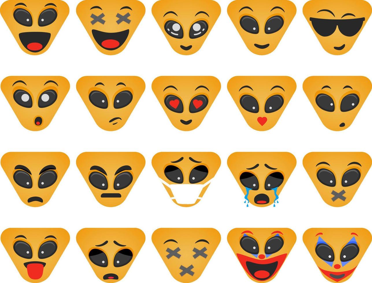 emoticons triangular set vector