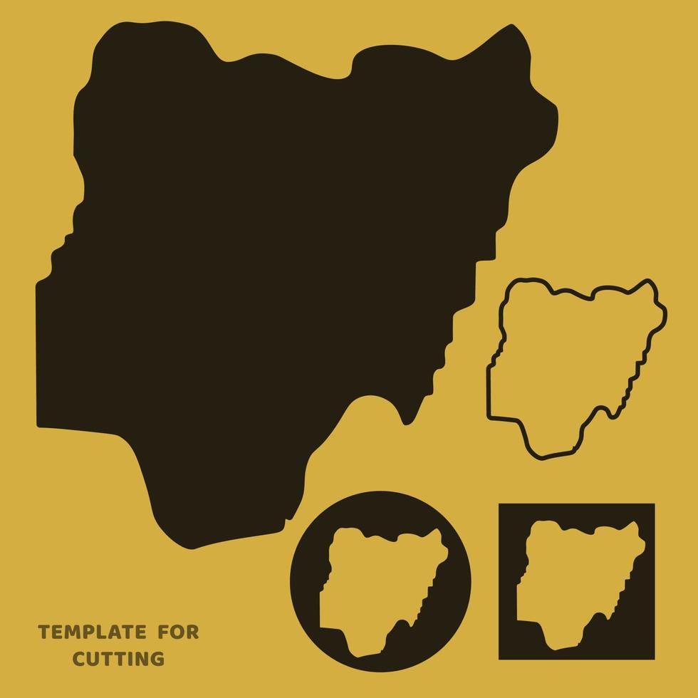 plantilla de mapa de nigeria para corte por láser, talla de madera, corte de papel. siluetas para cortar. plantilla de vector de mapa de nigeria.