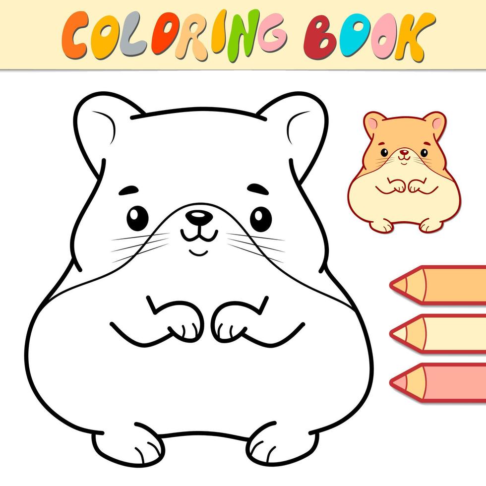 Coloring book or page for kids. hamster black and white vector