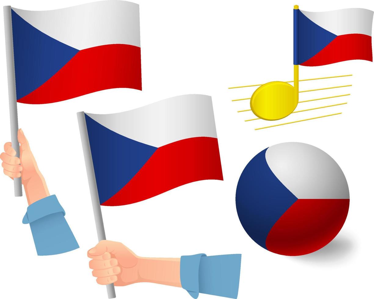 Czech Republic flag icon set vector