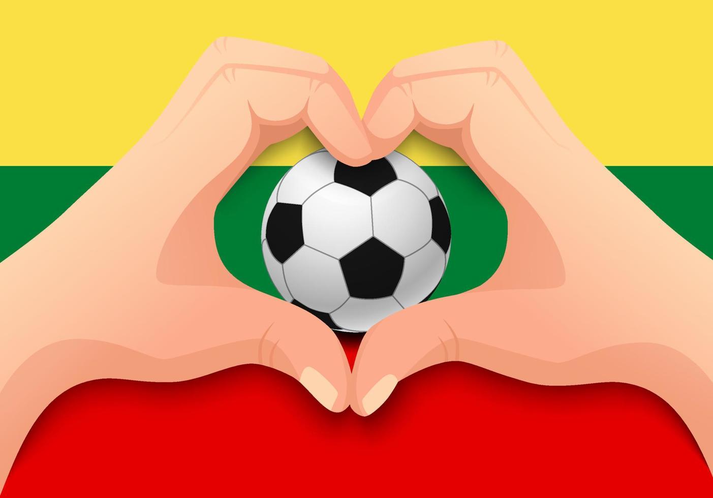 lithuania soccer ball and hand heart shape vector