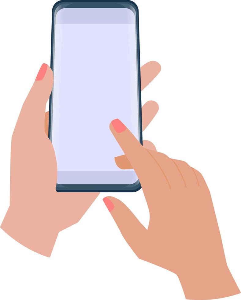 Female hands holding mobile phone vector