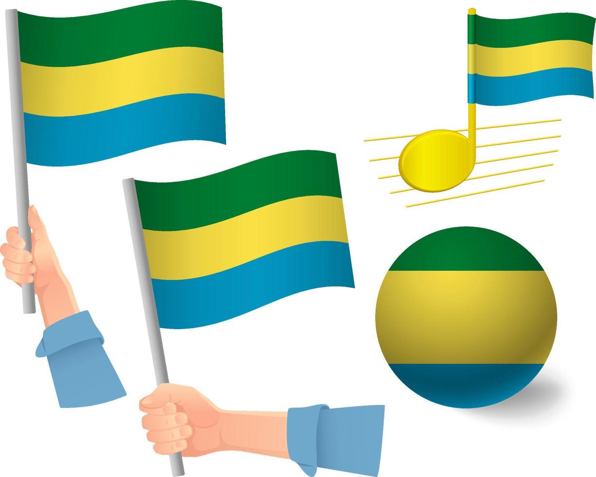 Gabon flag icon set vector
