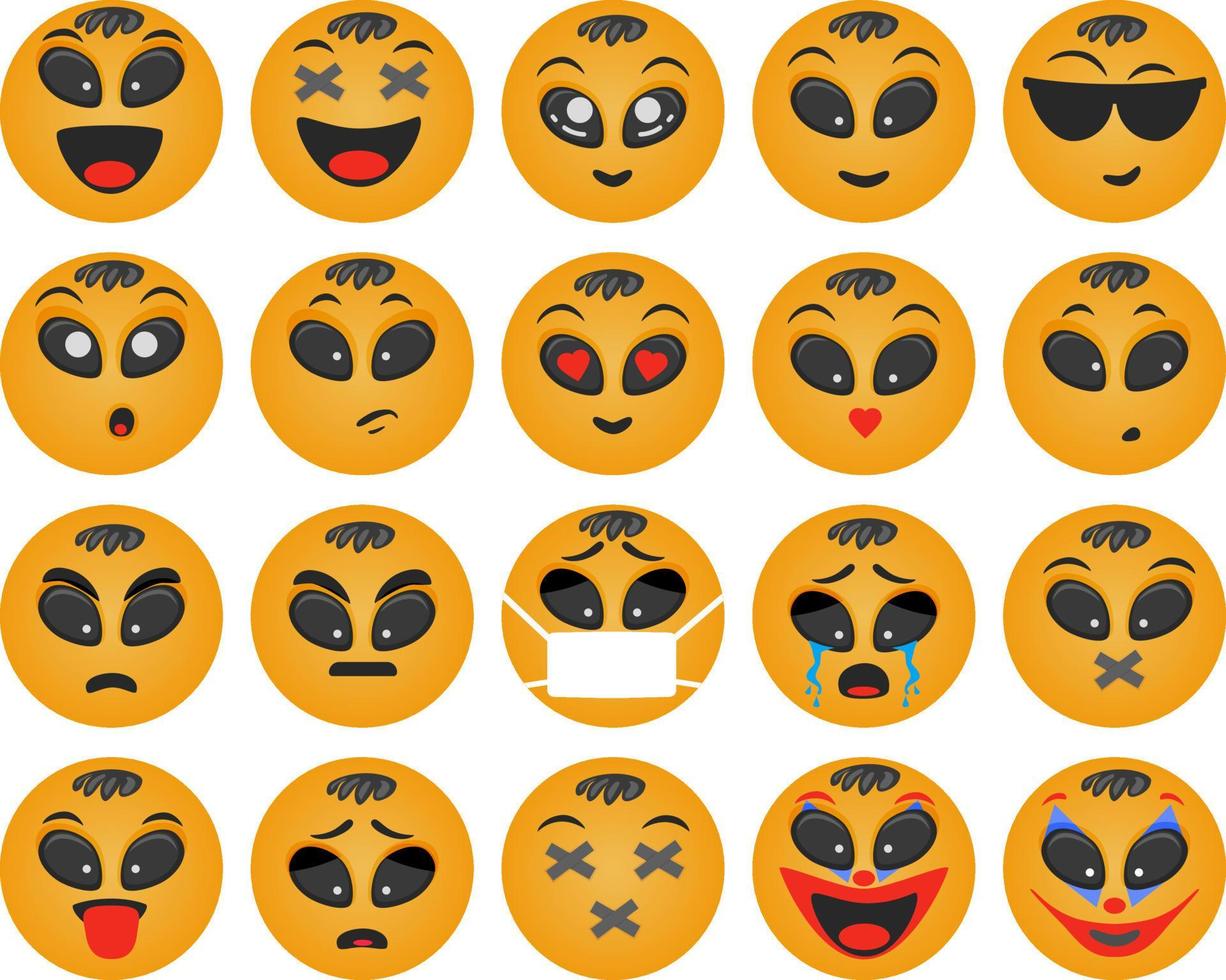 emoticons boy round set vector