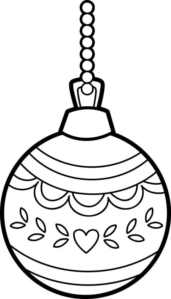 libro o página para colorear de Navidad. bola de navidad en blanco y negro ilustración vectorial vector