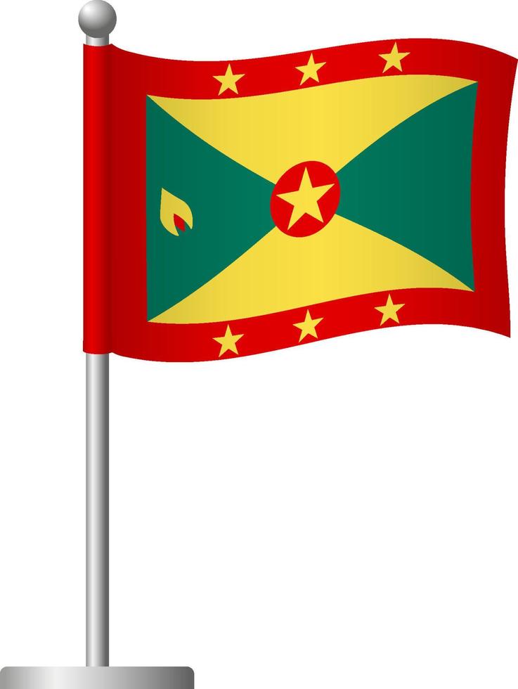 Grenada flag on pole icon vector