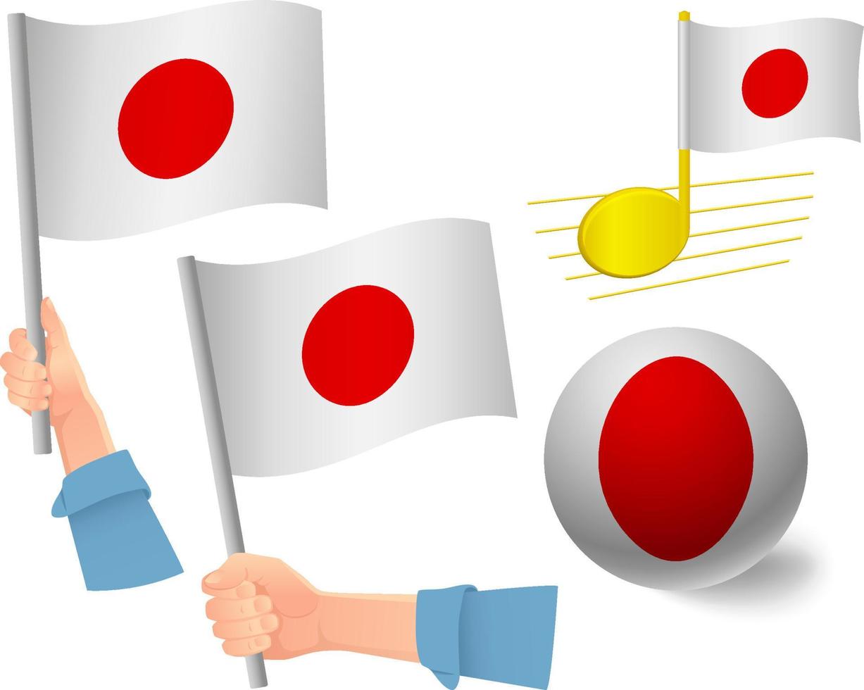 Japan flag icon set vector