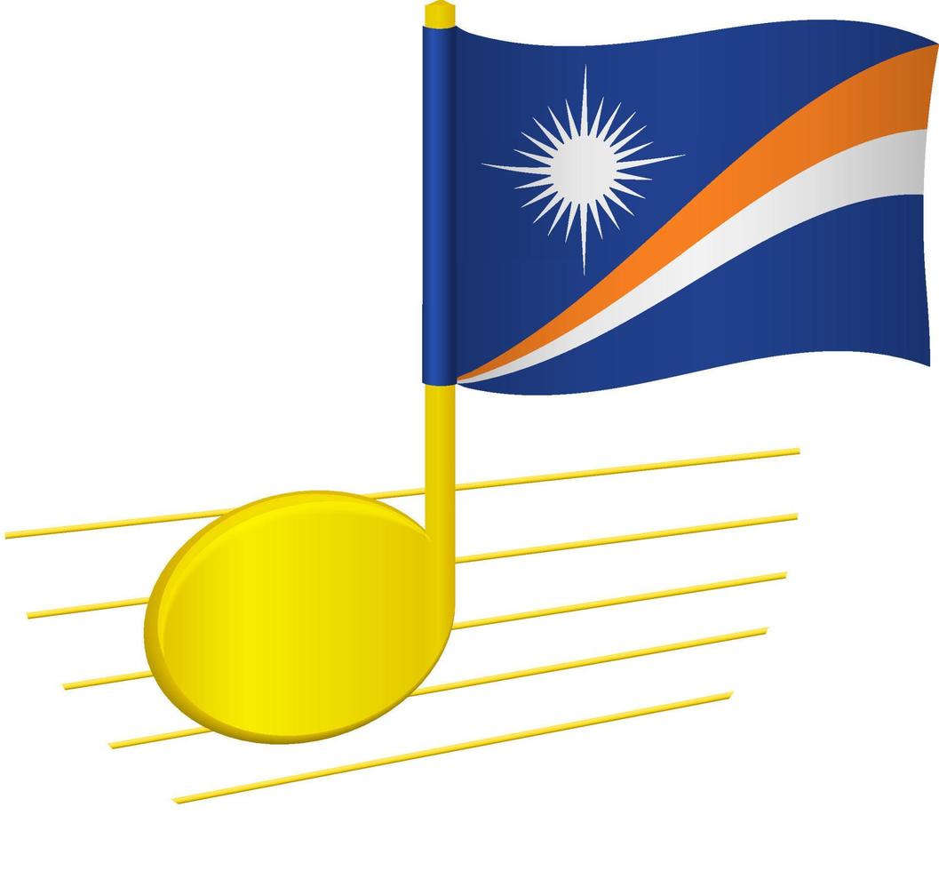 Marshall Islands flag and musical note vector