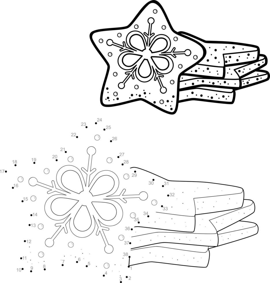 Dot to dot Christmas puzzle for children. Connect dots game. Christmas cookies vector