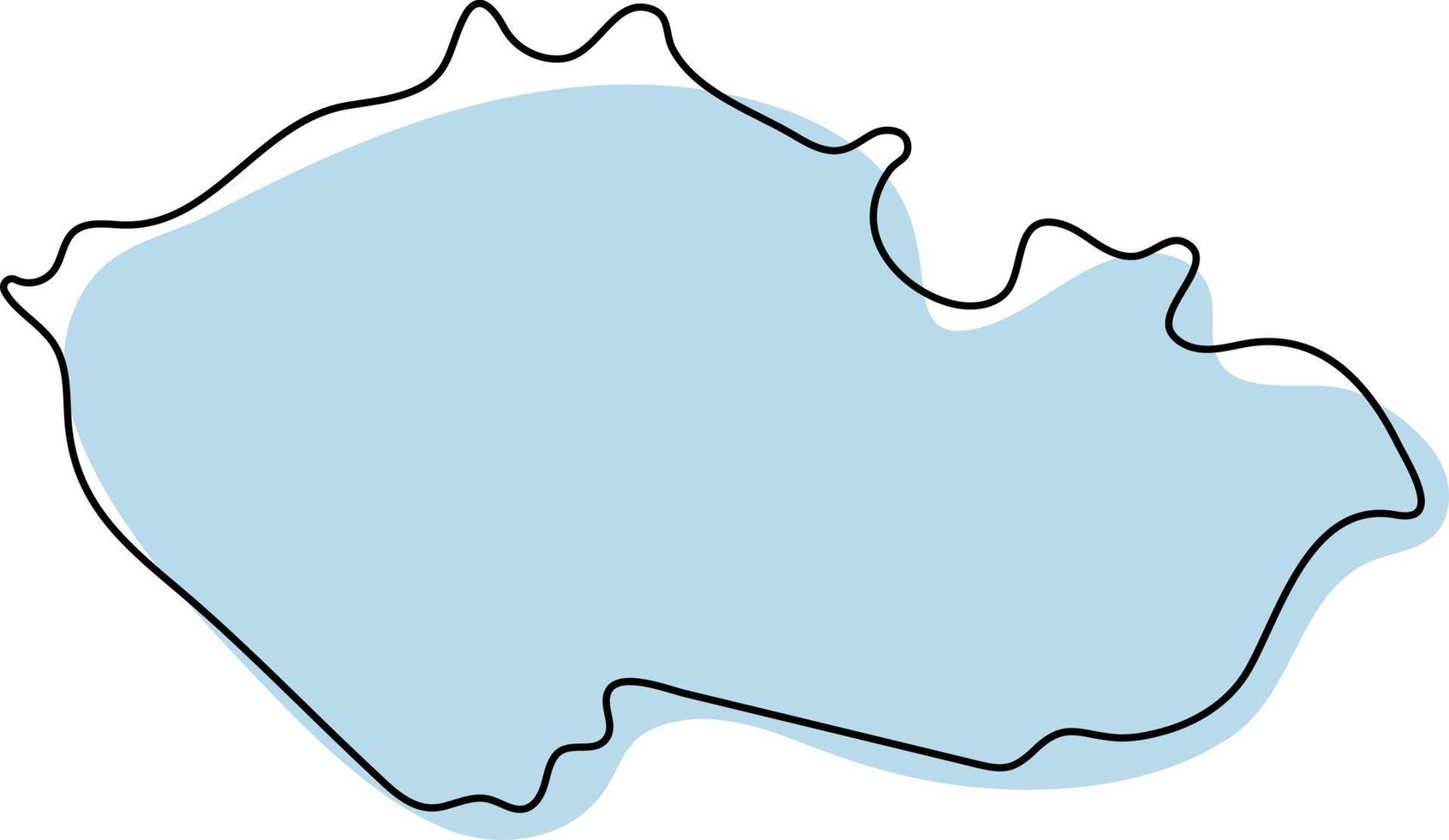 mapa de contorno simple estilizado del icono checo. Croquis azul mapa de ilustración vectorial checo vector