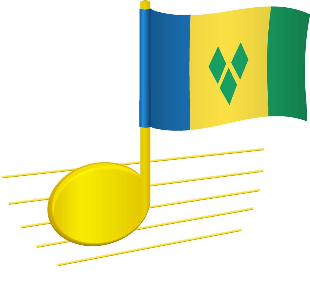 Saint Vincent and the Grenadines flag and musical note vector