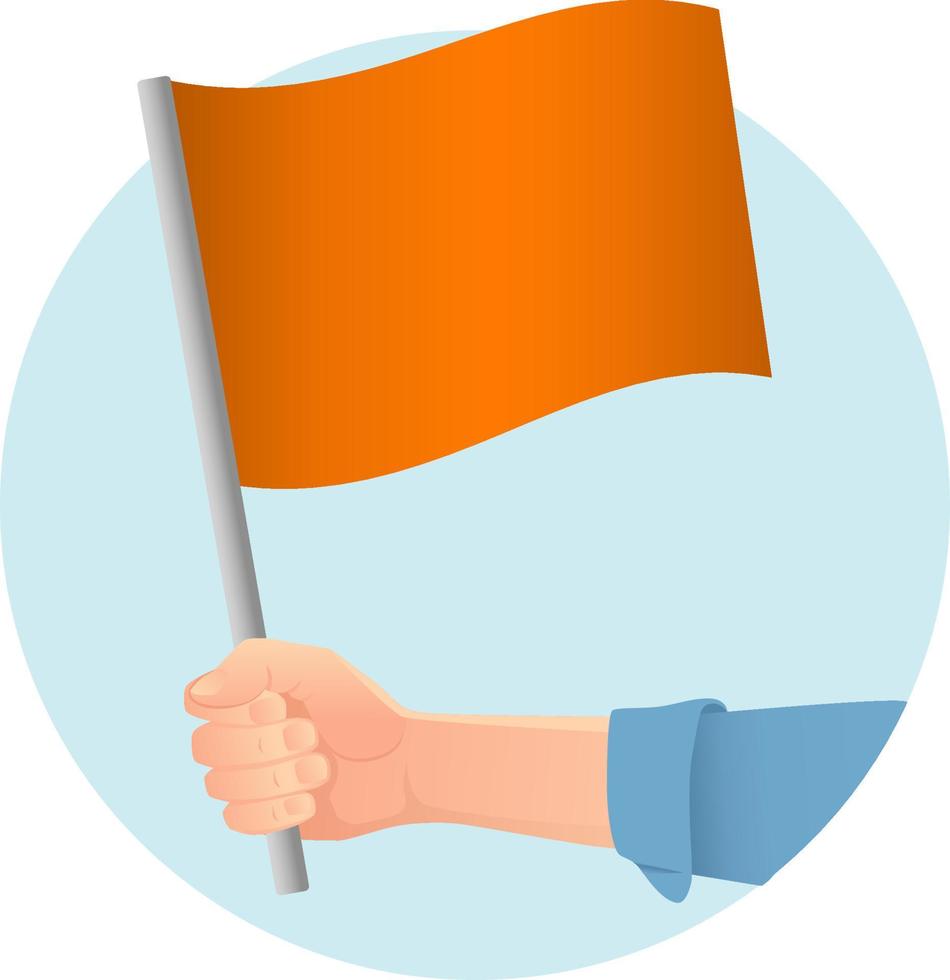 bandera naranja en la mano vector