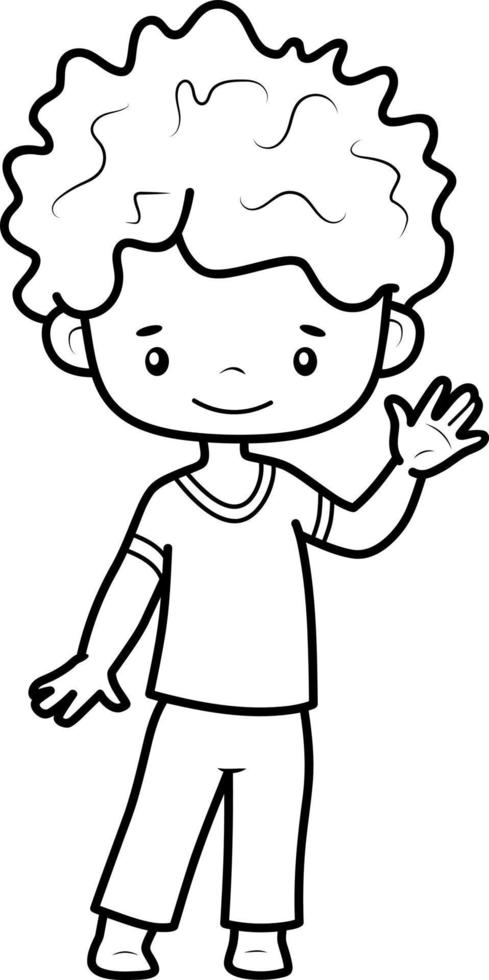 Coloring book or page for kids. Boy black and white vector illustration