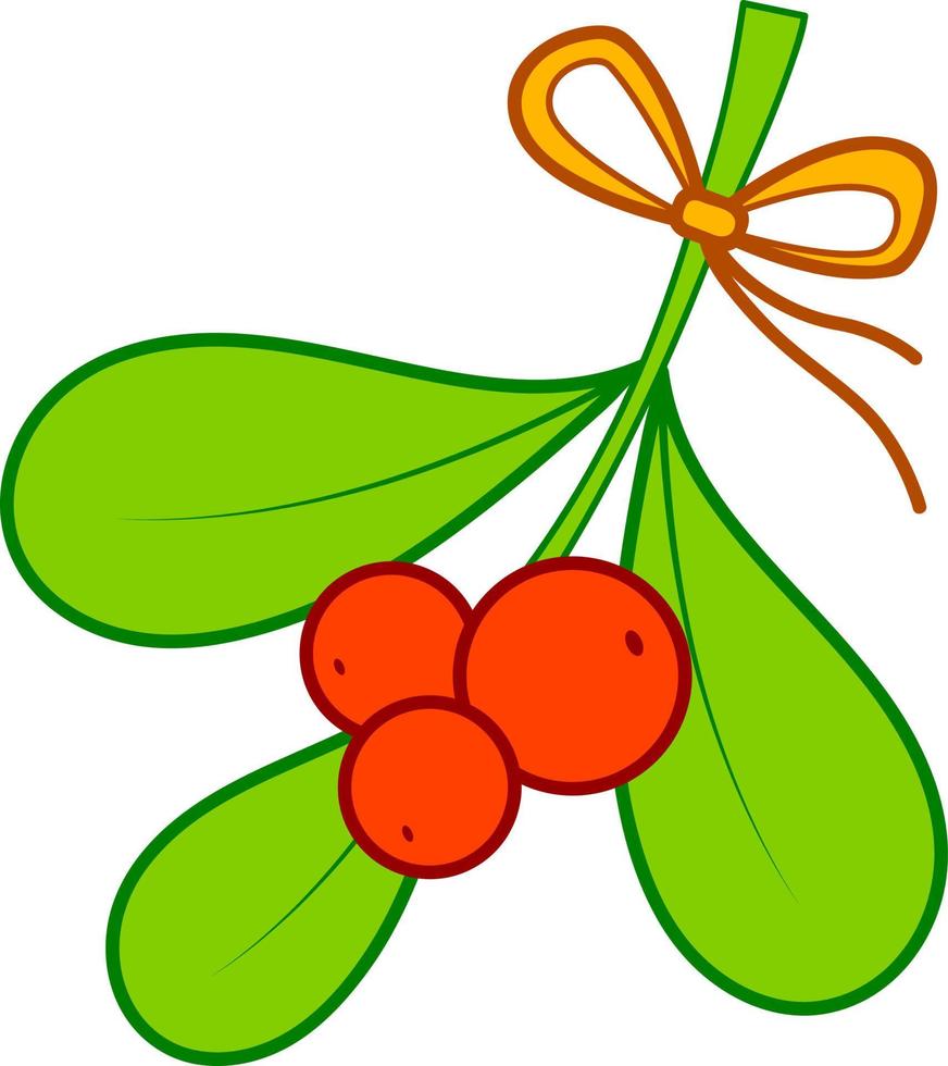 Christmas cartoons clip art. Viscum and berries clipart vector