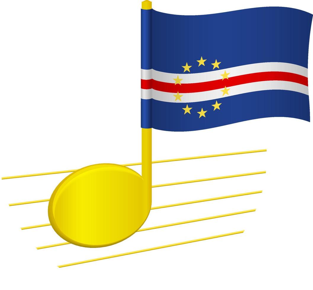 Cape Verde flag and musical note vector