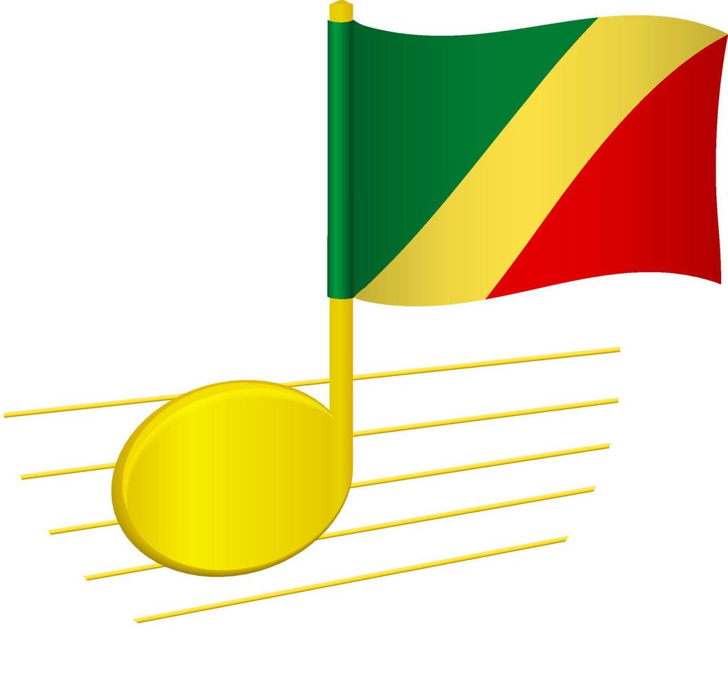 bandera congo y nota musical vector