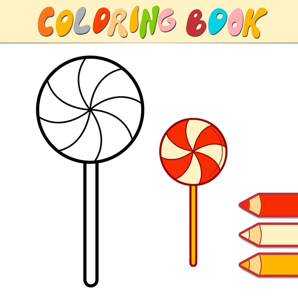 Coloring book or page for kids. Christmas candy black and white vector