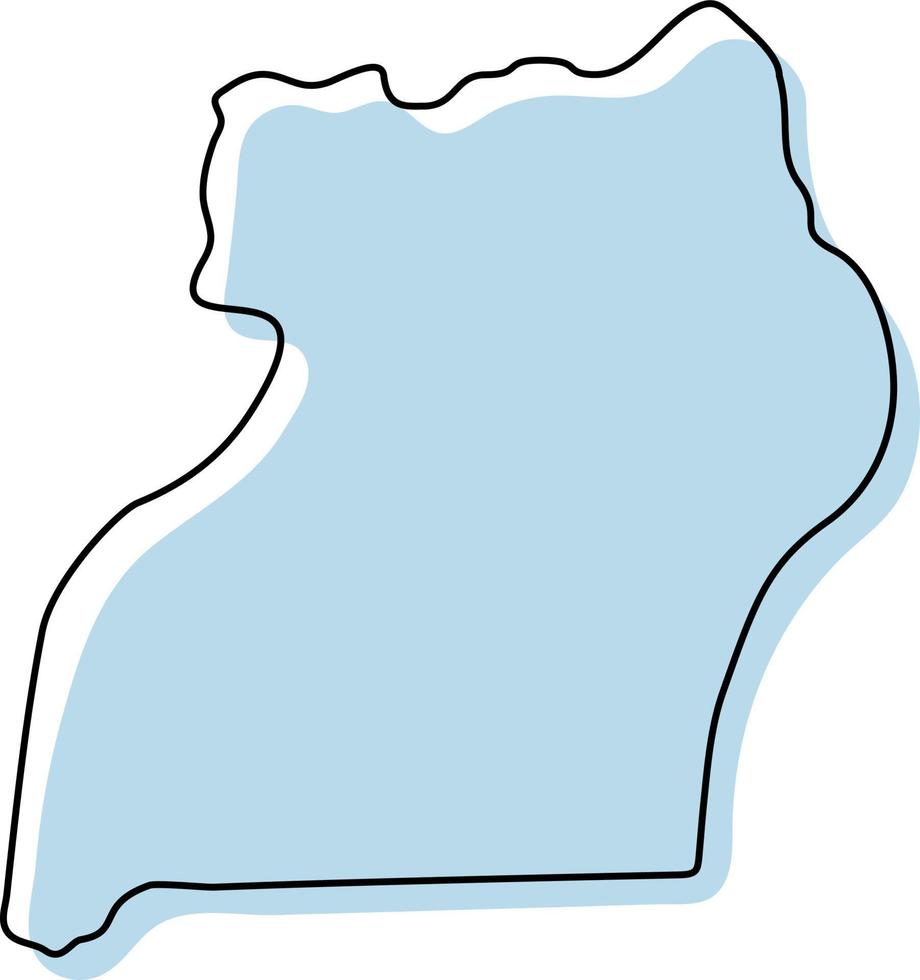mapa de contorno simple estilizado del icono de uganda. Croquis azul mapa de Uganda ilustración vectorial vector