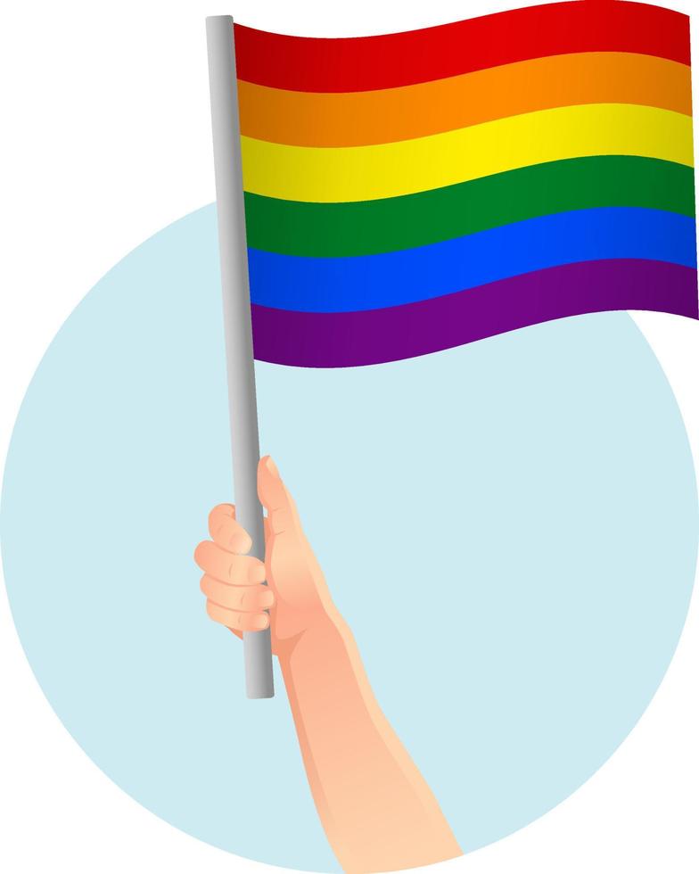 icono de la bandera lgbt en la mano vector