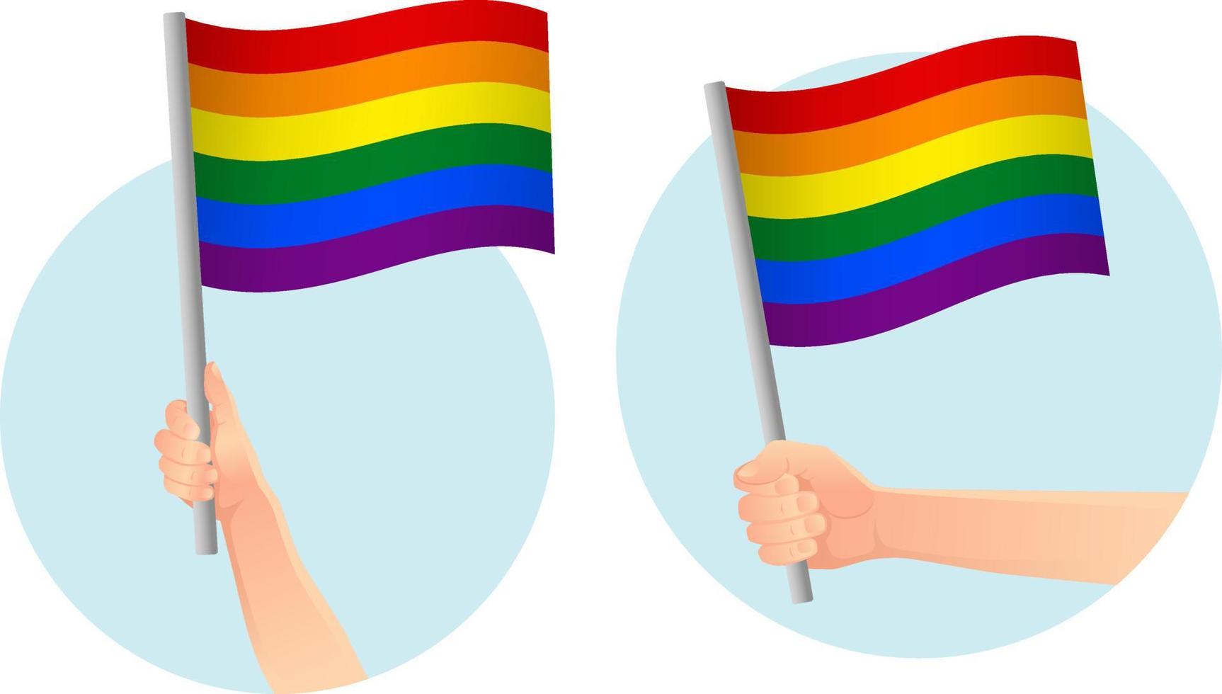 lgbt flag in hand icon vector