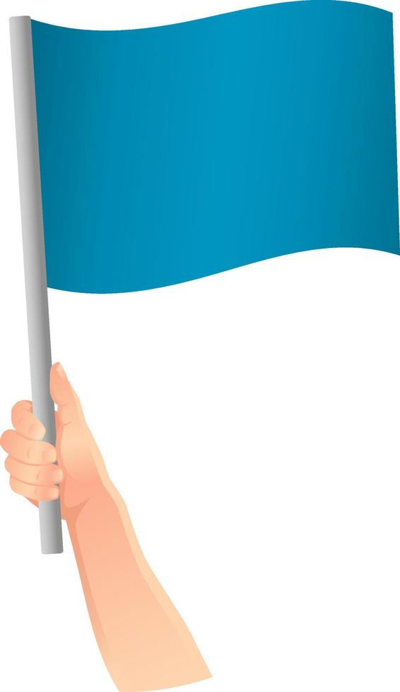 icono de bandera azul en la mano vector