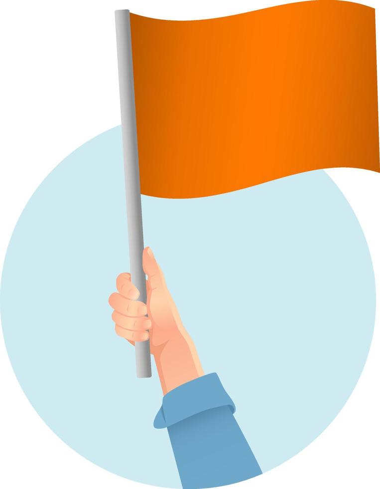 orange flag in hand icon vector