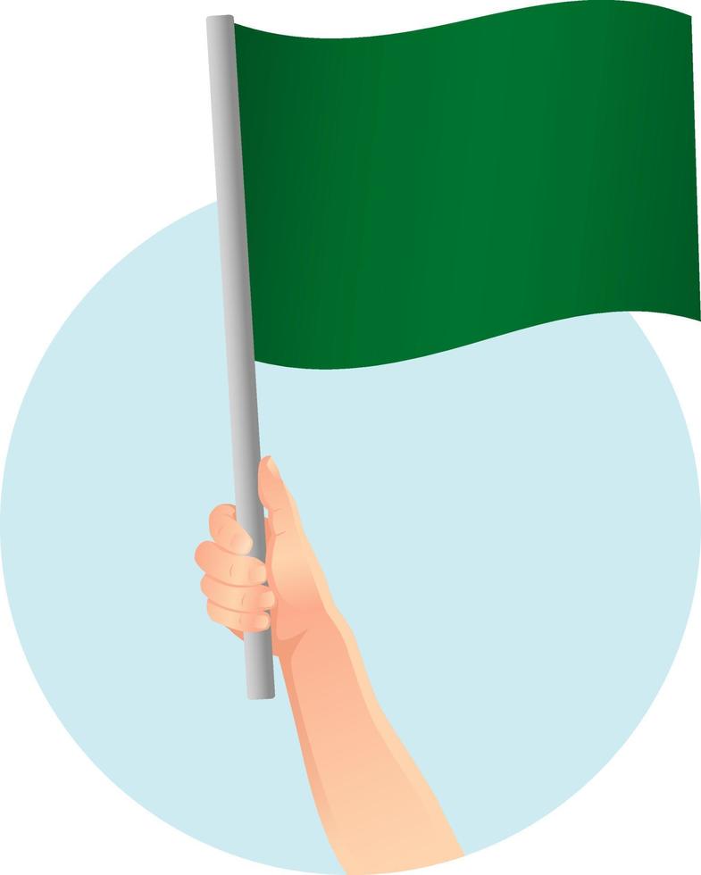 icono de bandera verde en la mano vector