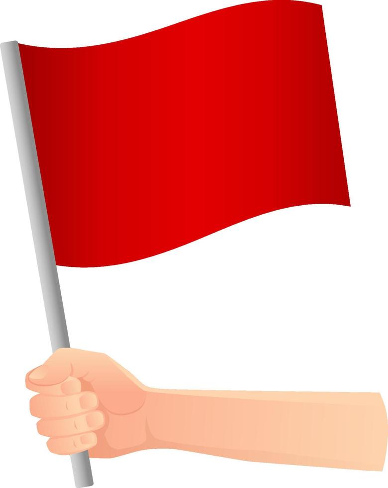 bandera roja en la mano vector