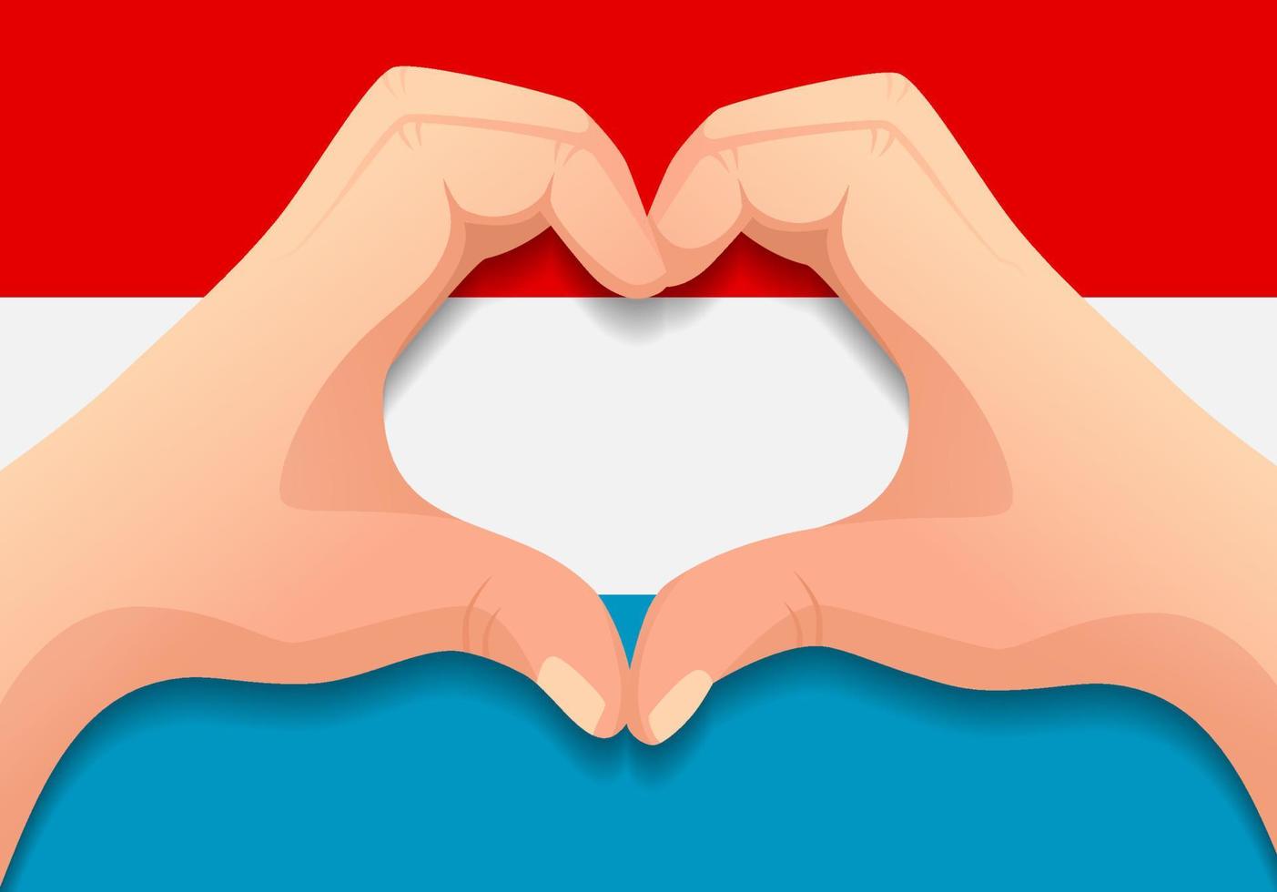 bandera de luxemburgo y forma de corazón de mano vector
