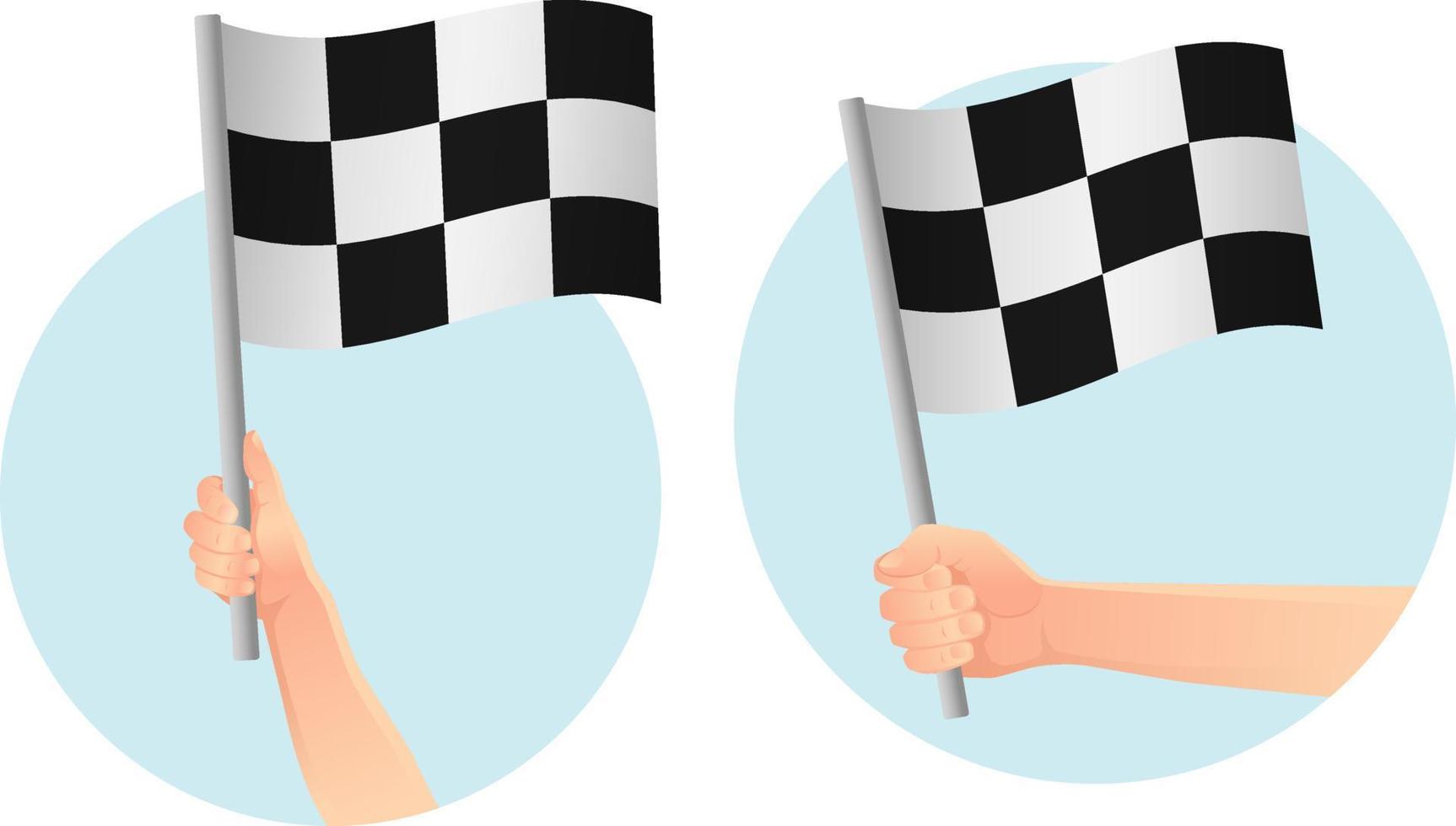 Start flag in hand icon vector