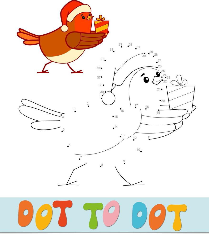 Rompecabezas de Navidad punto a punto. juego de conectar puntos. ilustración vectorial de aves vector