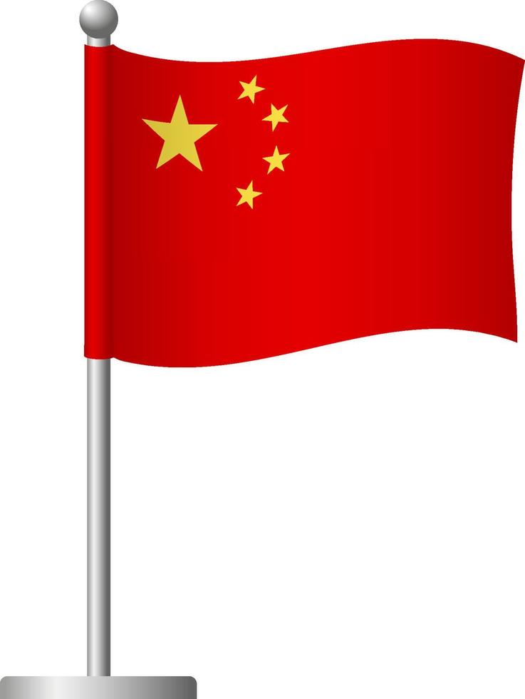 China flag on pole icon vector