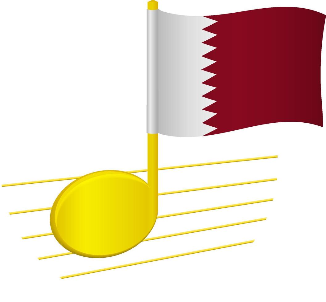 bandera qatar y nota musical vector