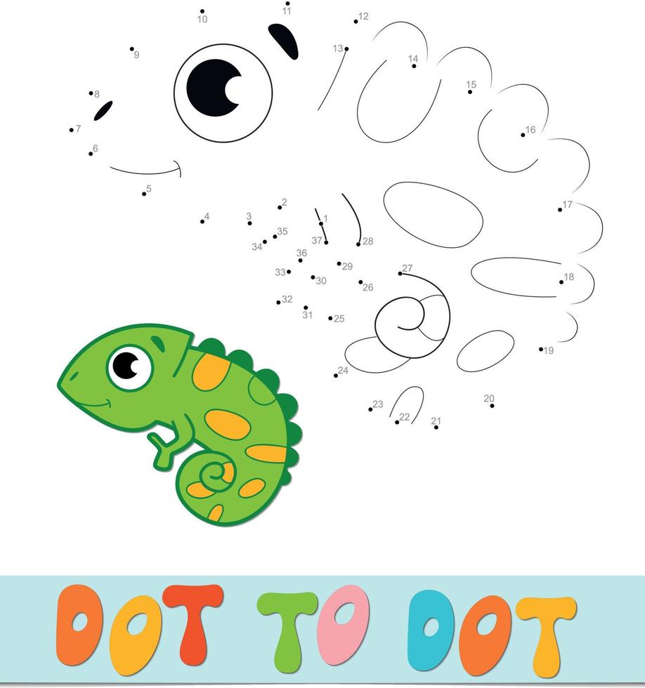 Dot to dot puzzle. Connect dots game. iguana vector illustration