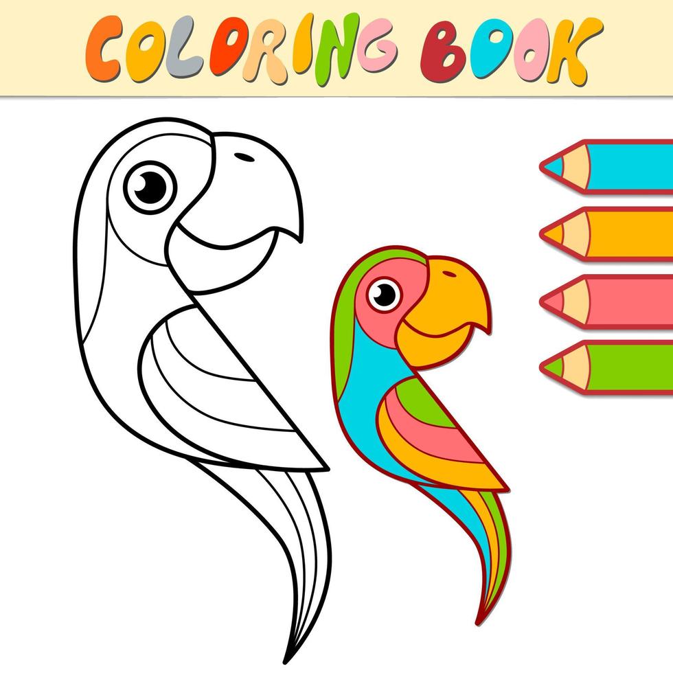 Coloring book or page for kids. parrot black and white vector