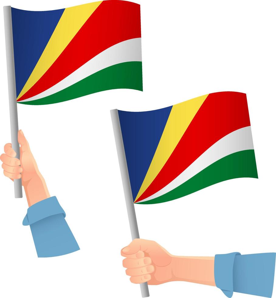 Seychelles flag in hand icon vector