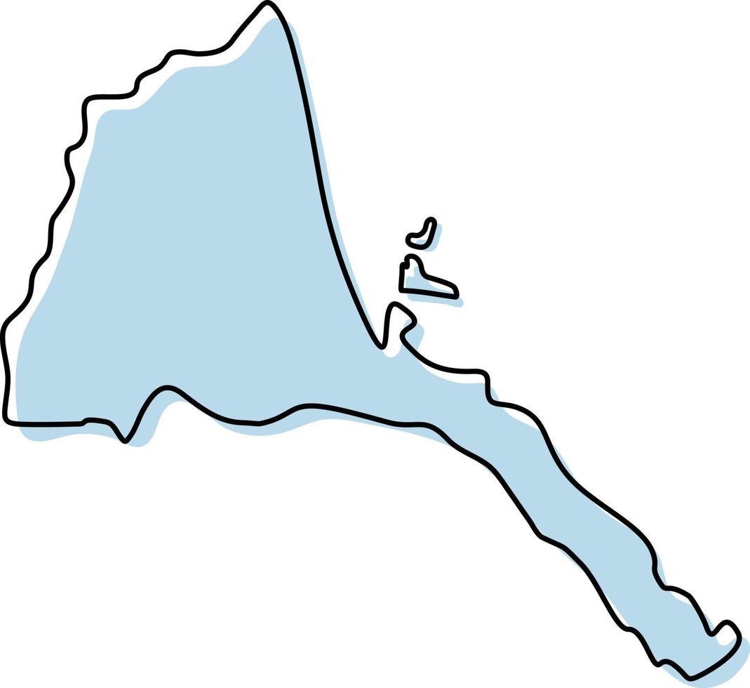 mapa de contorno simple estilizado del icono de eritrea. Croquis azul mapa de eritrea ilustración vectorial vector