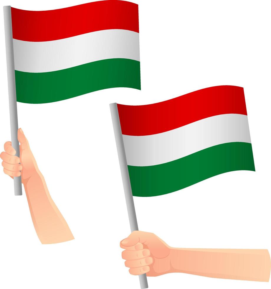 Hungary flag in hand icon vector