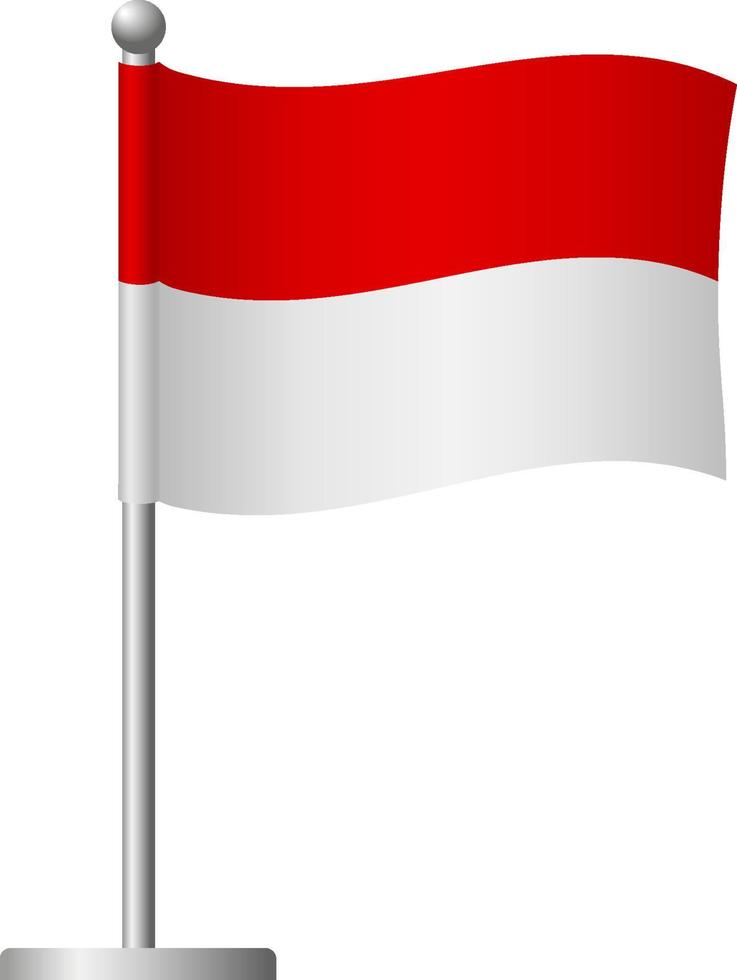 Indonesia flag on pole icon vector