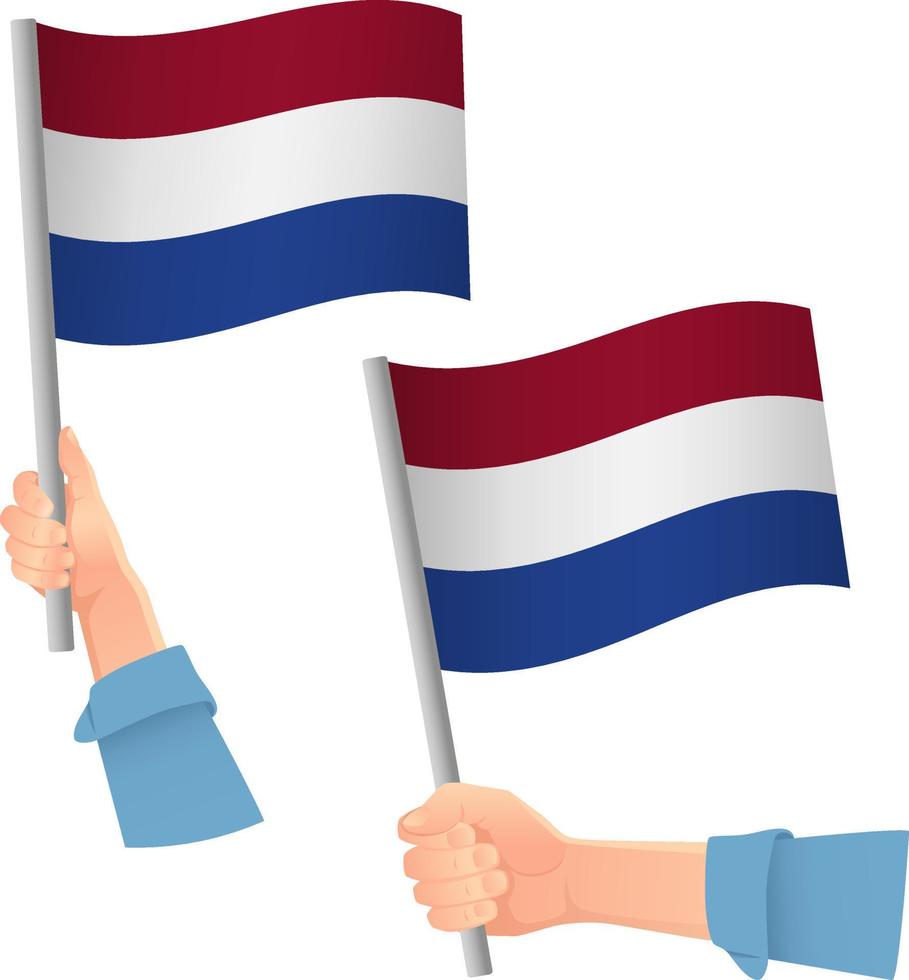 netherlands flag in hand icon vector