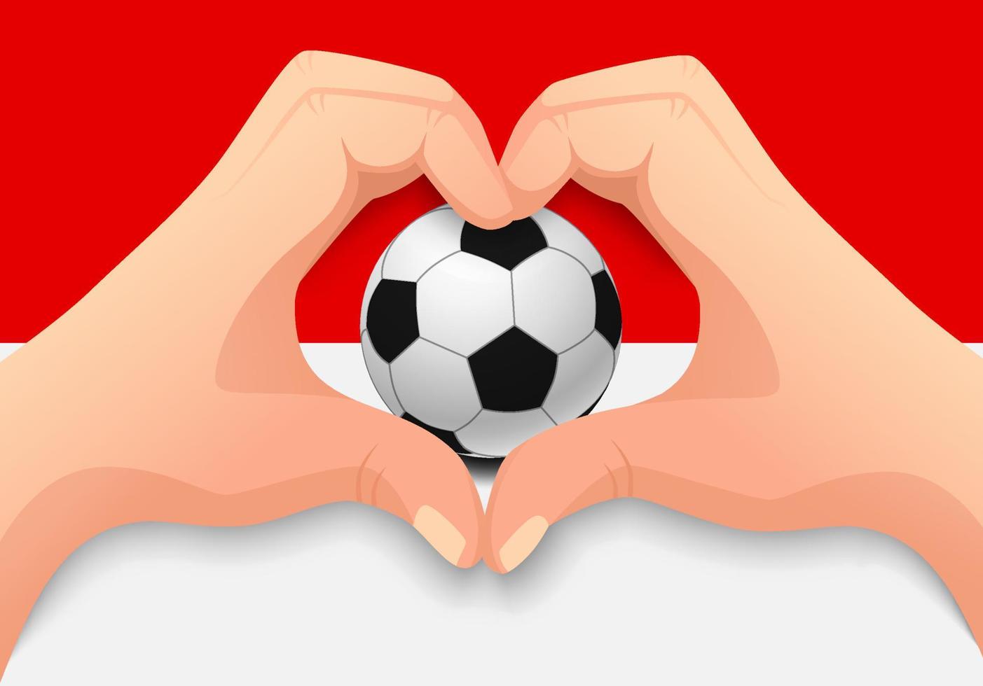 Balón de fútbol de Mónaco y forma de corazón de mano vector