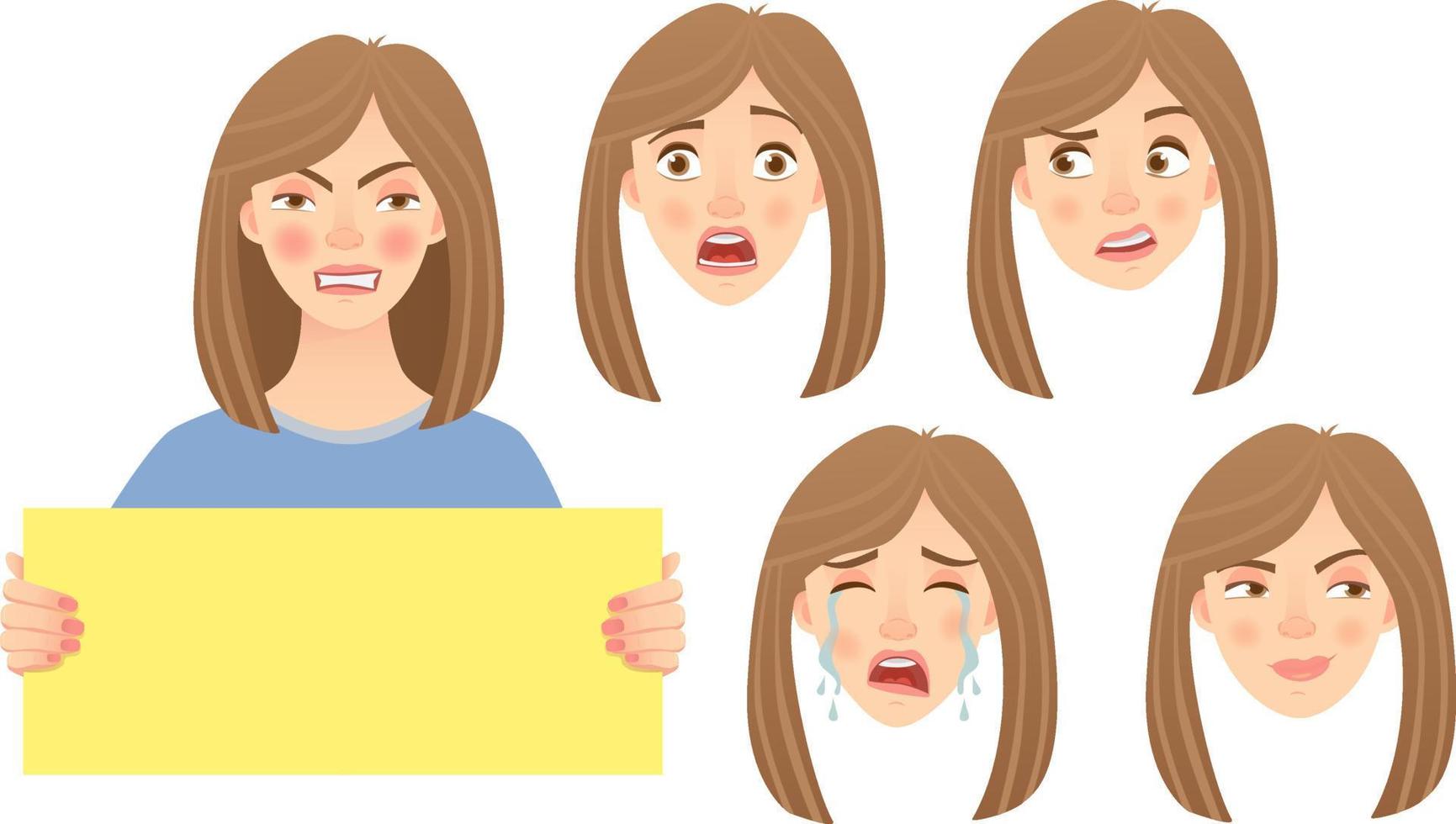 woman holding sign set vector