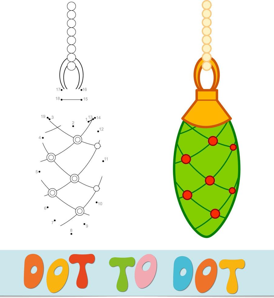 Dot to dot Christmas puzzle. Connect dots game. Christmas ball vector illustration